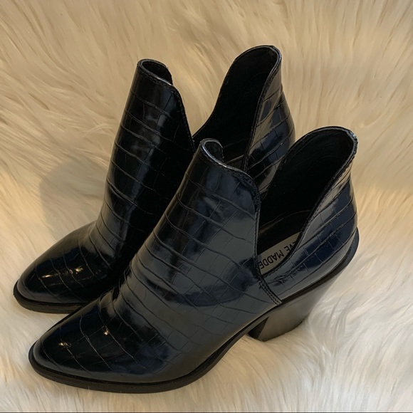 Steve Madden LEV Black Croc Booties - Picture 7 of 11